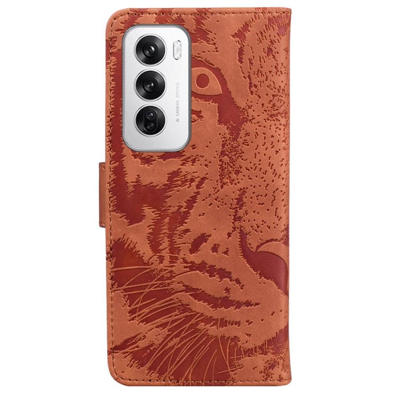 Lederhüllen Oppo Reno 12 5g Handyhülle Tiger-fußabdruck