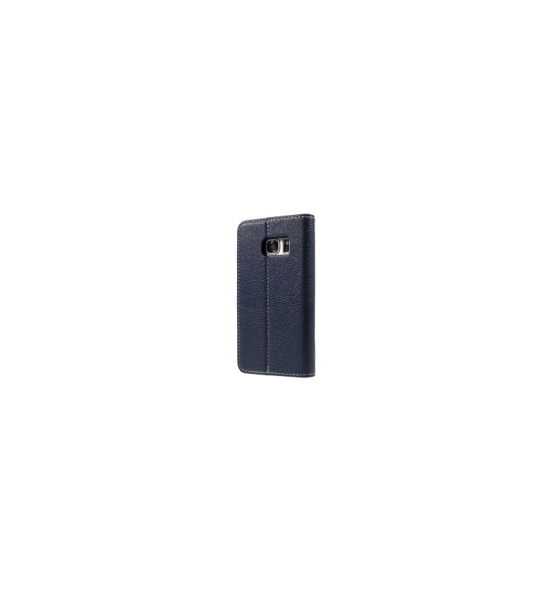 Flip Case Für Samsung Galaxy S7 Leder Mit Litschi-struktur - Marineblau