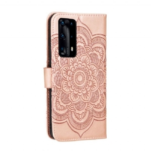 Flip Case Für Huawei P40 Pro+ Mandala-kartenhalter – Roségold