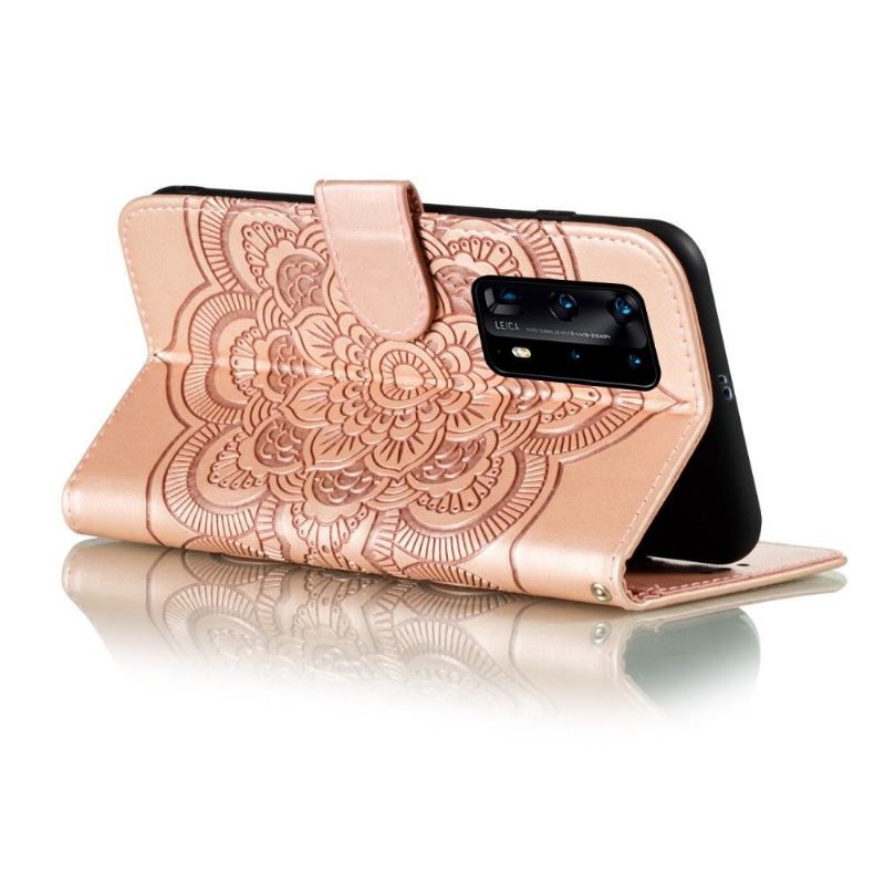 Flip Case Für Huawei P40 Pro+ Mandala-kartenhalter – Roségold