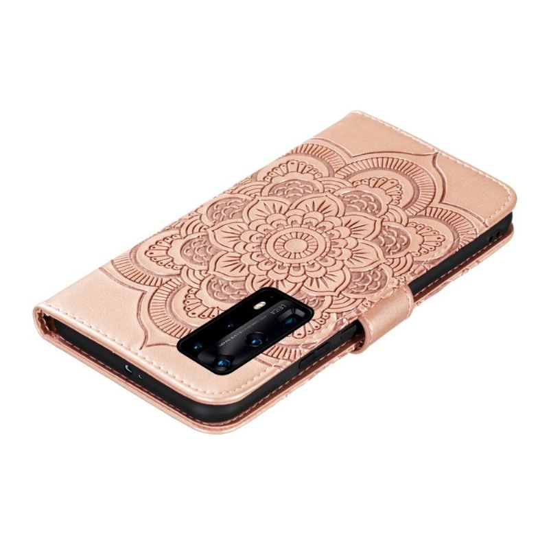 Flip Case Für Huawei P40 Pro+ Mandala-kartenhalter – Roségold