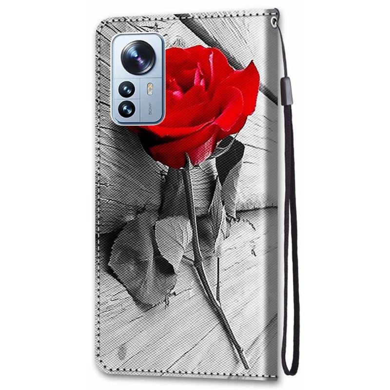 Flip Case Für Xiaomi 12 Pro Rosenrot