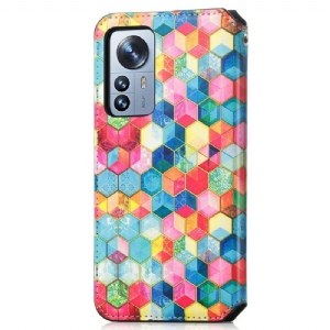 Lederhüllen Für Xiaomi 12 Pro Flip Case Farbige Würfel-flip-flap