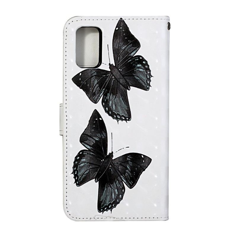 Flip Case Für Samsung Galaxy A51 Schwarze Schmetterlinge